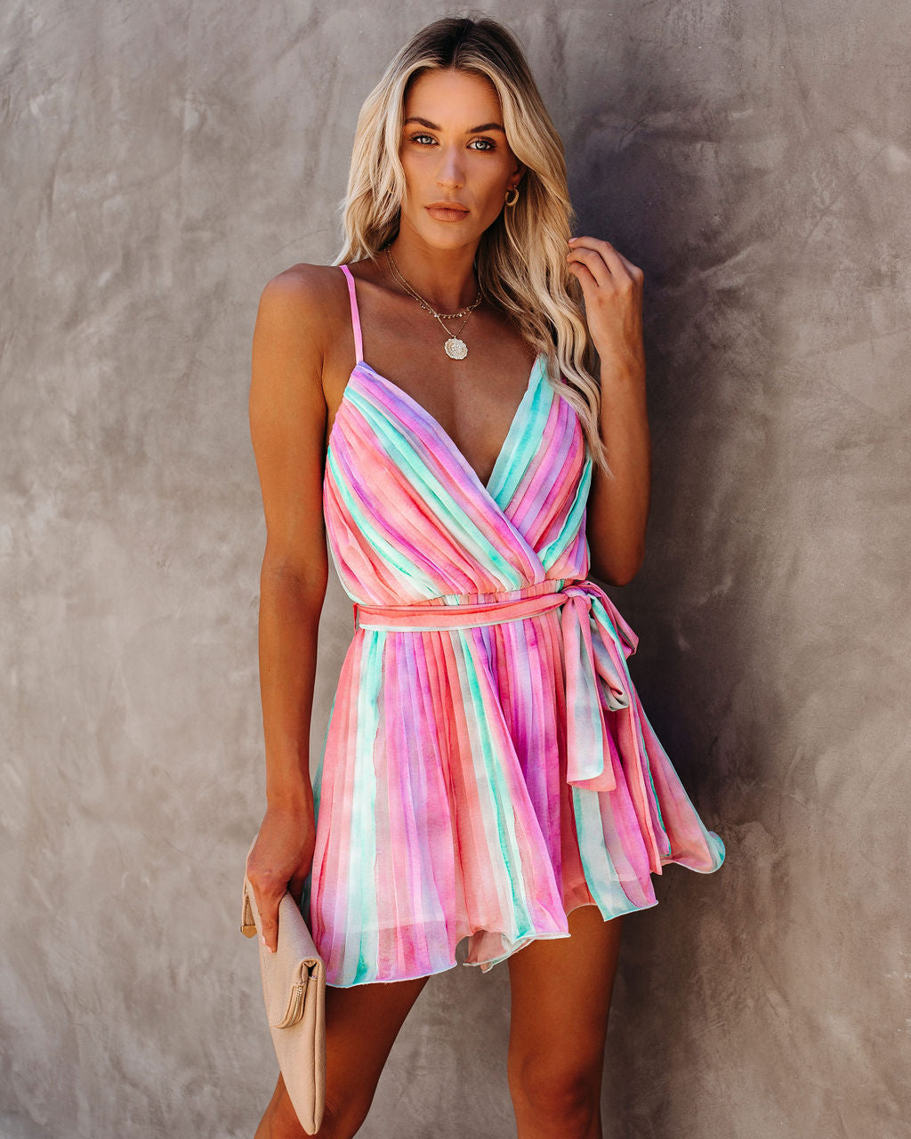 In Vogue Pleated Romper Oshnow