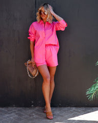Infinity Cotton Pocketed Shorts - Hot Pink Oshnow