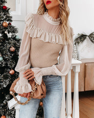 Inquire Ruffle Trim Knit Top Oshnow