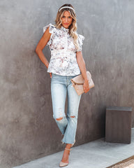 Inslee Floral Lace Peplum Blouse Oshnow