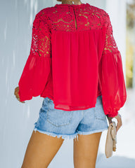 Ireland Crochet Lace Blouse - Red Oshnow