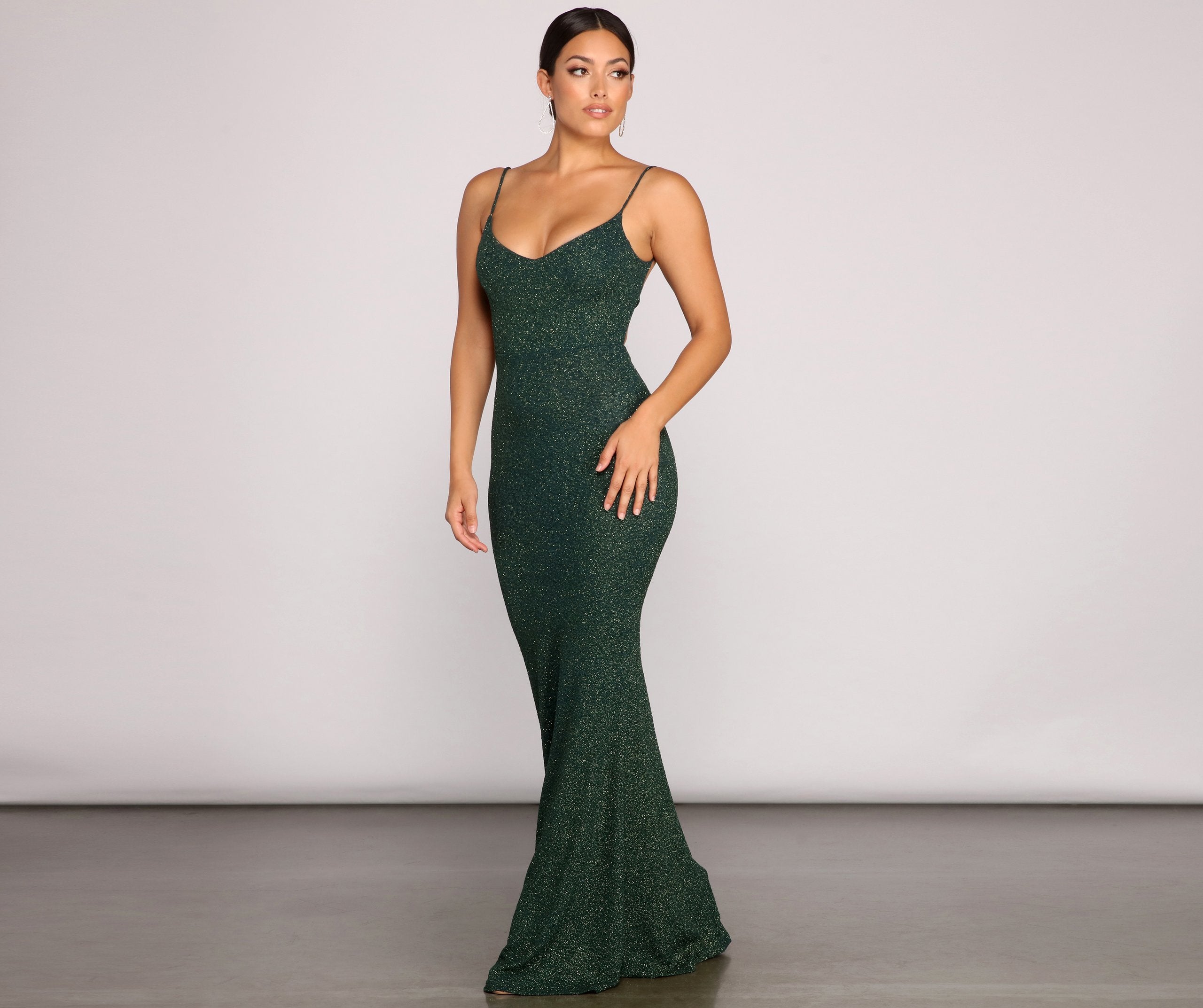 Irene Formal Backless Glitter Mermaid Dress Oshnow