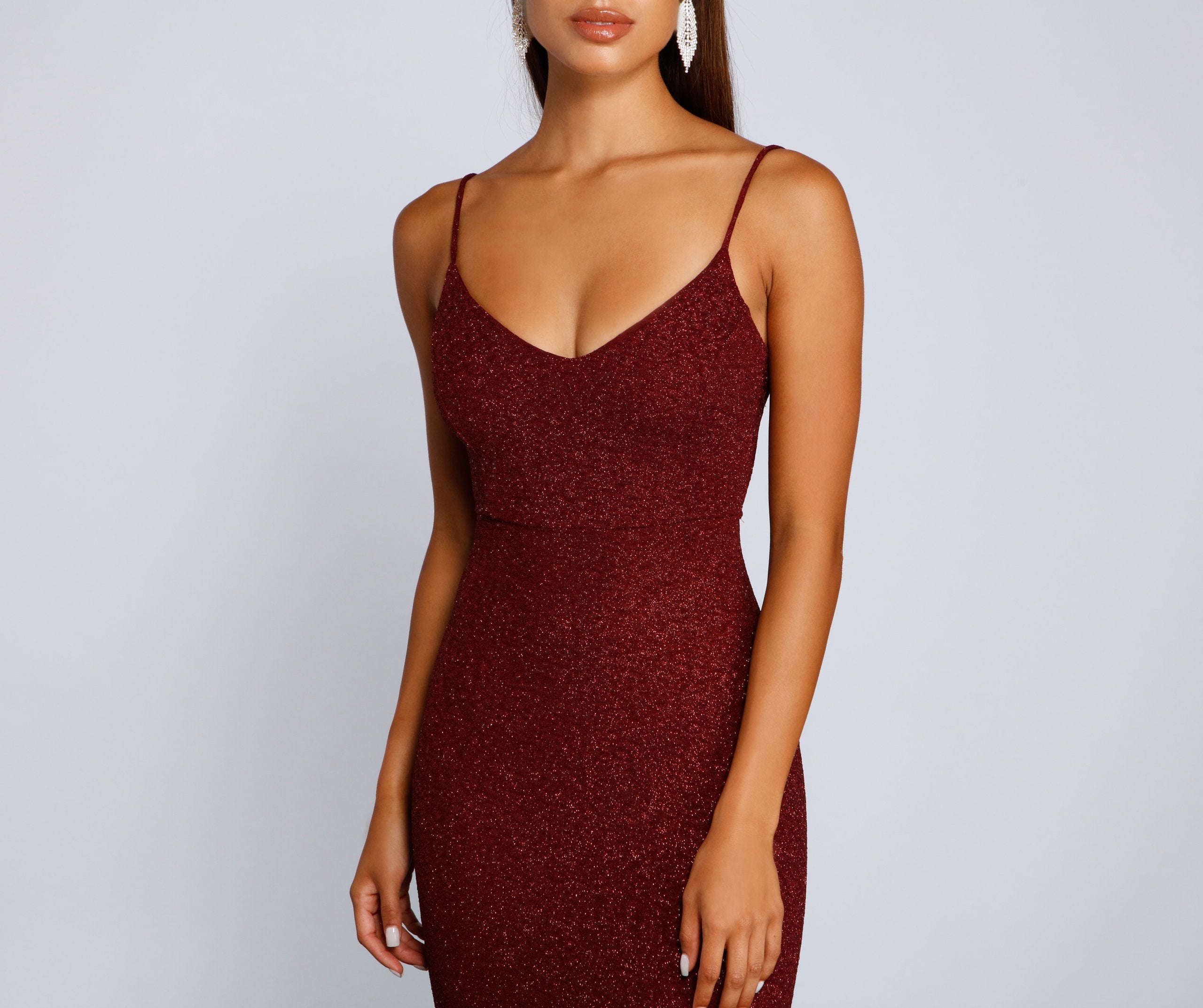 Irene Formal Backless Glitter Mermaid Dress Oshnow