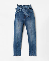 Isabella High Rise Belted Mom Jeans