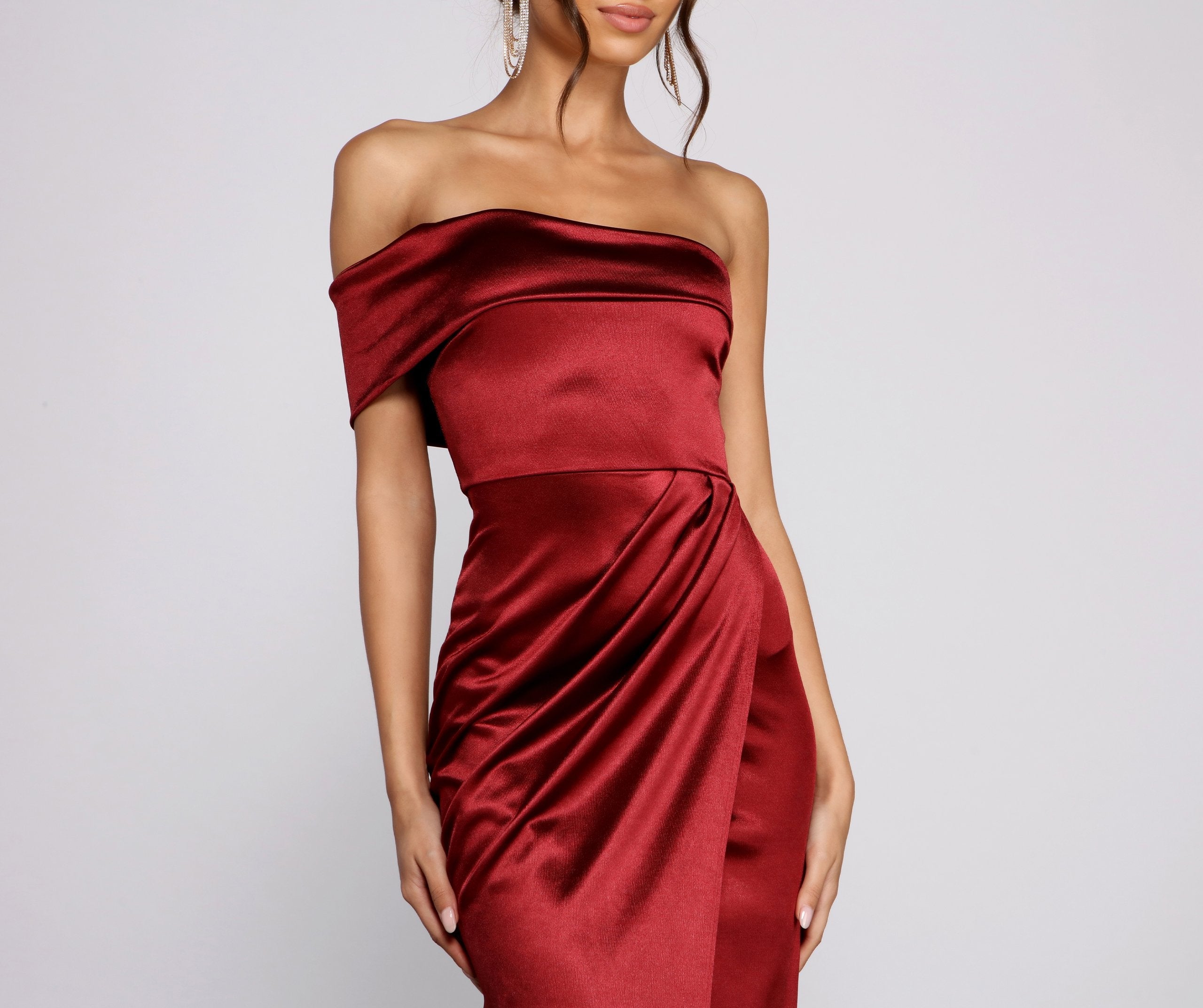 Isla Formal One Shoulder Satin Dress Oshnow