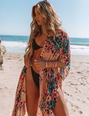 It Just Blooms Kimono - Nude/ Teal Oshnow