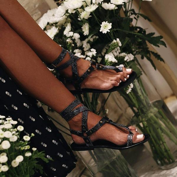 Ankle Strap Flat Heel Strappy Comfortable Sandals