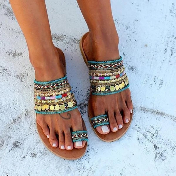 Ethnic Boho Style Toe Ring Sandals