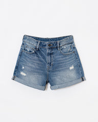 James High Rise Distressed Boyfriend Jean Shorts