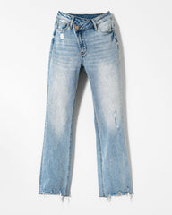 Olivia High Rise Cross Over Crop Flare Jeans