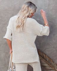 Janelle Cotton Blend Relaxed Henley Top Oshnow