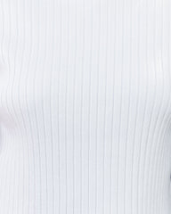 Janice Ribbed Crop Turtleneck Top - Off White Oshnow