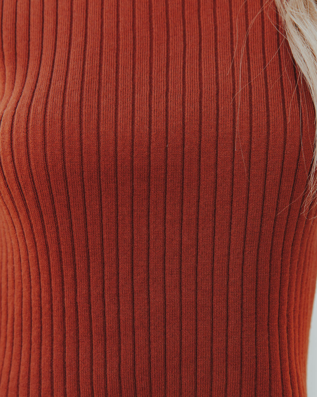 Janice Ribbed Crop Turtleneck Top - Terracotta Oshnow