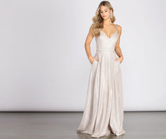 Jasmine Formal Glitter A-Line Dress Oshnow
