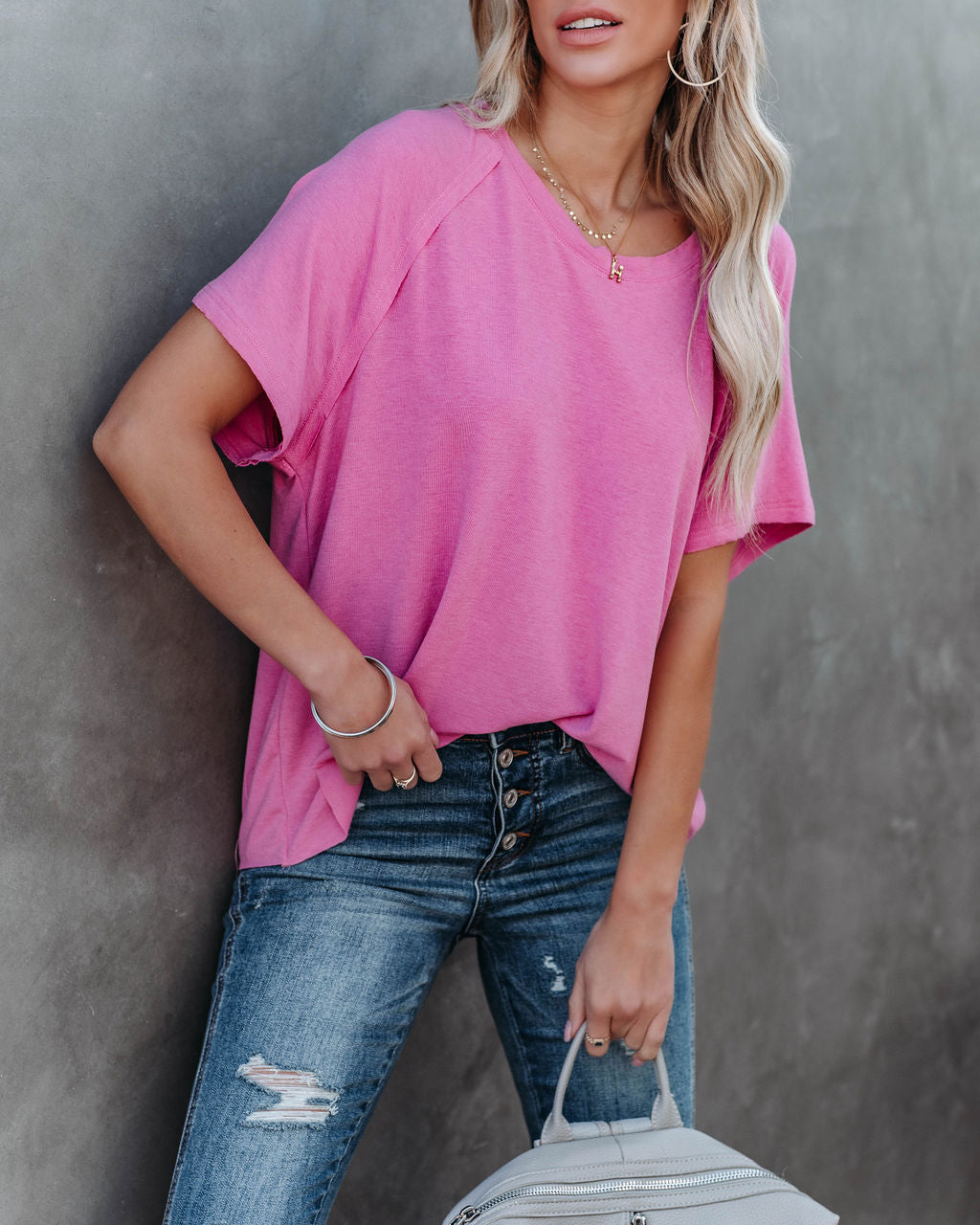 Jaxon Cotton Blend Unfinished Tee - Bubblegum