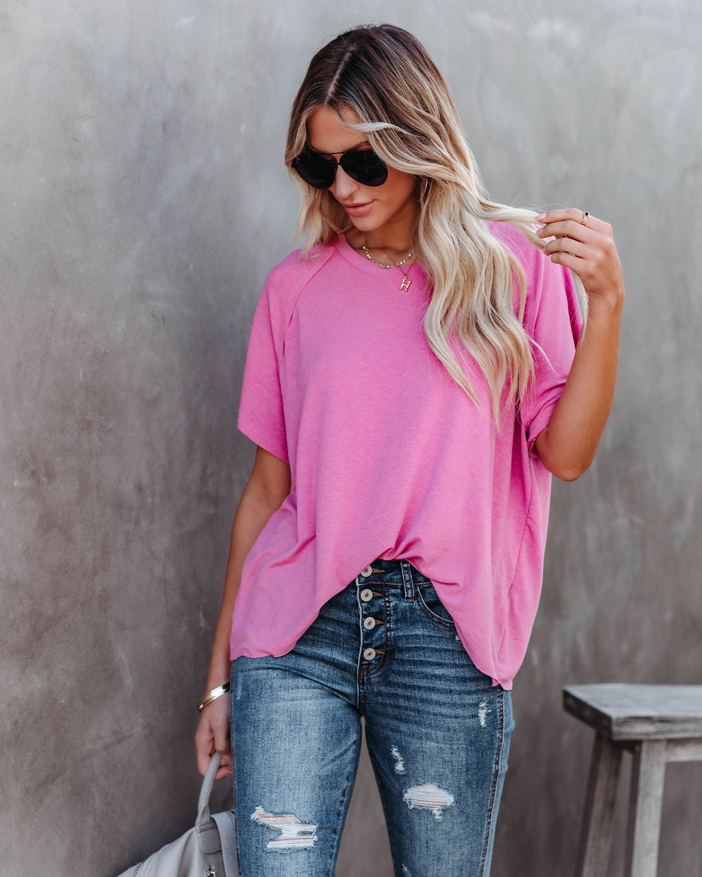 Jaxon Cotton Blend Unfinished Tee - Bubblegum