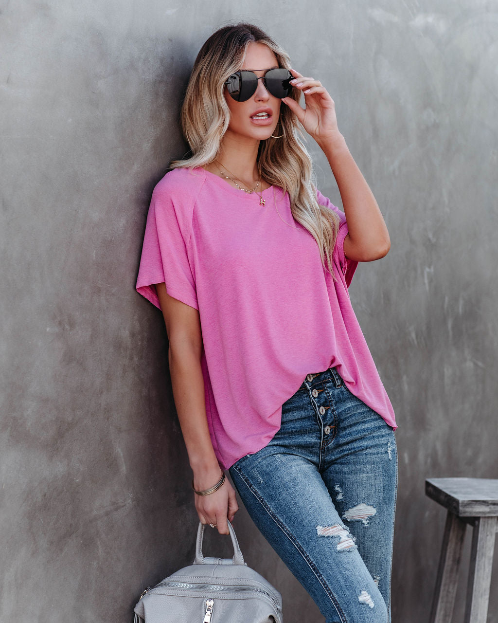 Jaxon Cotton Blend Unfinished Tee - Bubblegum