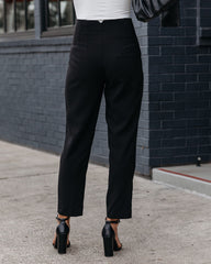 Jazlyn Pocketed High Rise Trousers - Black Oshnow