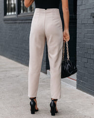 Jazlyn Pocketed High Rise Trousers - Light Taupe Oshnow