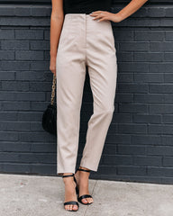 Jazlyn Pocketed High Rise Trousers - Light Taupe Oshnow