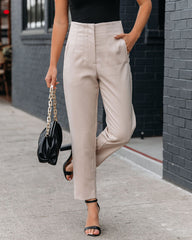 Jazlyn Pocketed High Rise Trousers - Light Taupe Oshnow