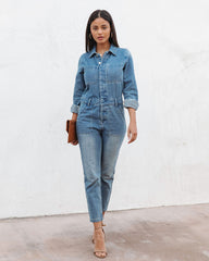 Jenny Pocketed Denim Jumpsuit Oshnow