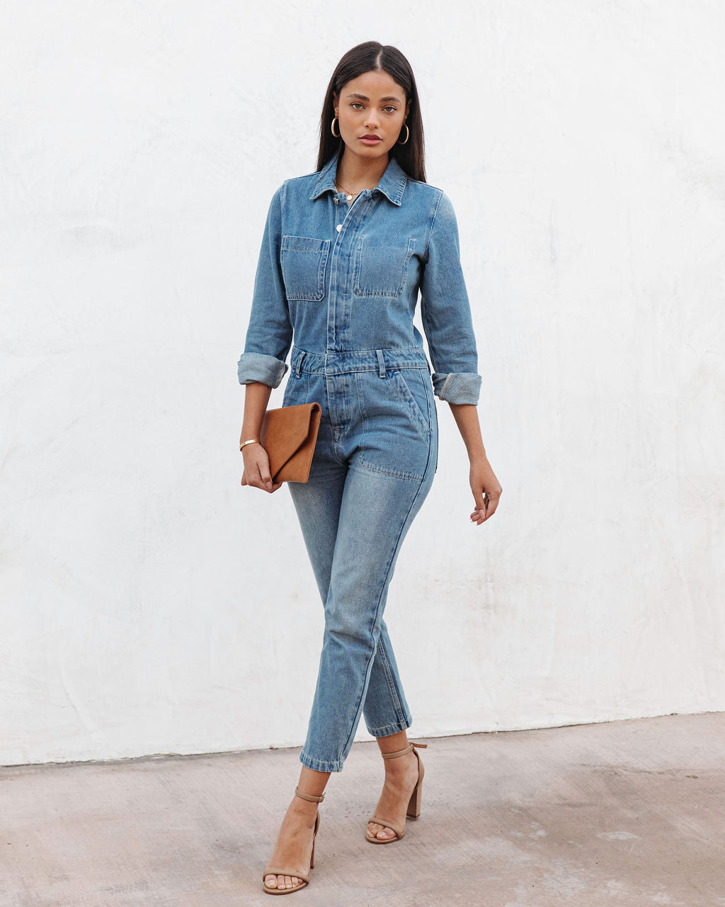 Jenny Pocketed Denim Jumpsuit Oshnow