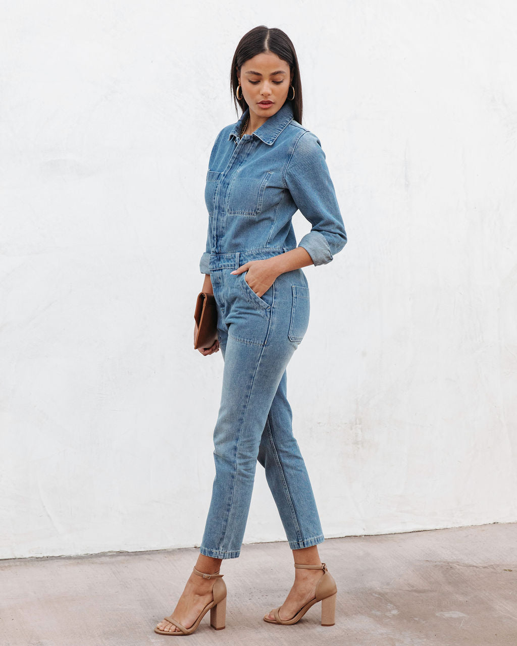 Jenny Pocketed Denim Jumpsuit Oshnow