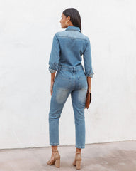 Jenny Pocketed Denim Jumpsuit Oshnow