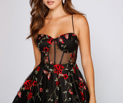 Jessica Embroidered Illusion Party Dress Oshnow