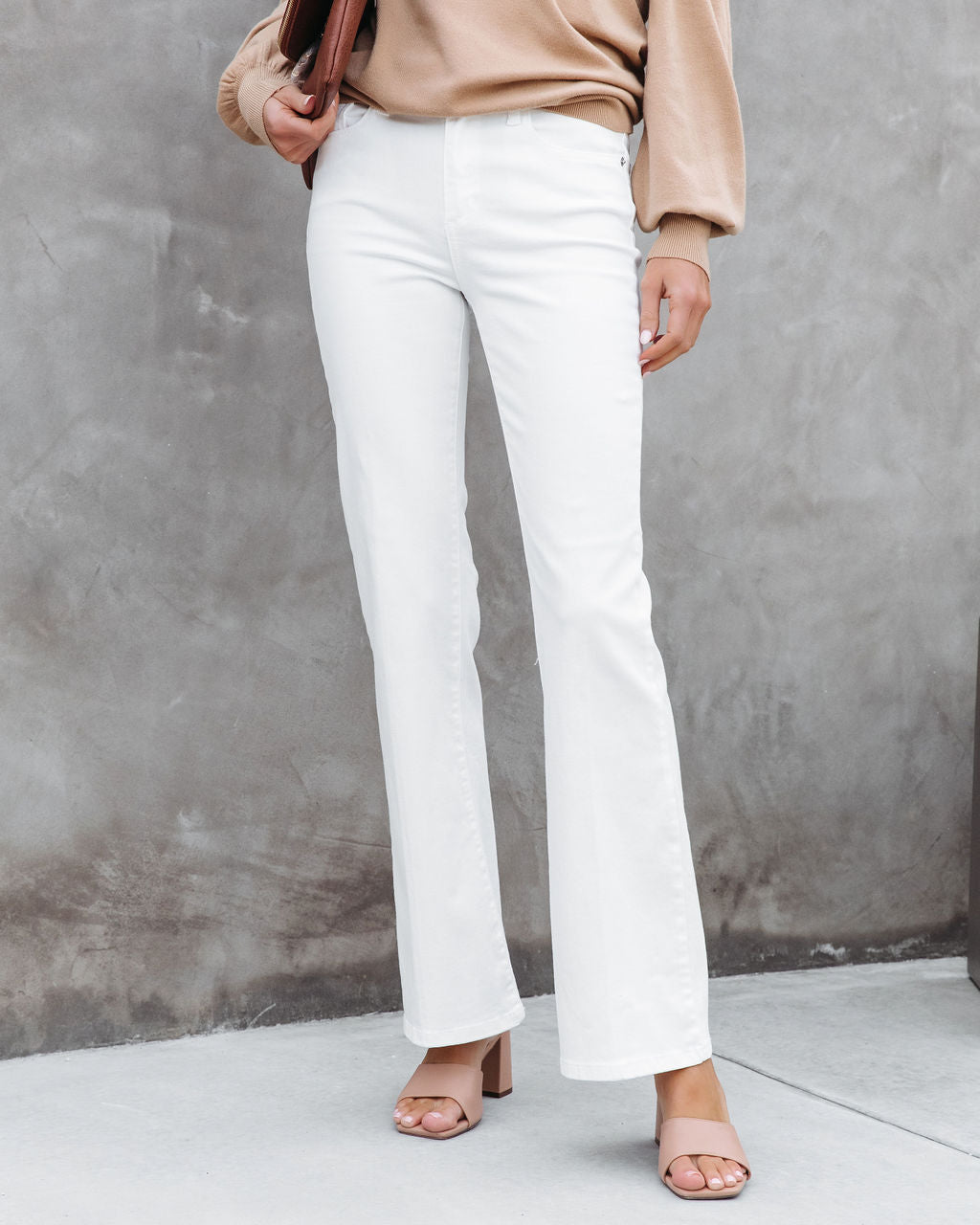 Jessica Mid Rise Slim Bootcut Jeans - White