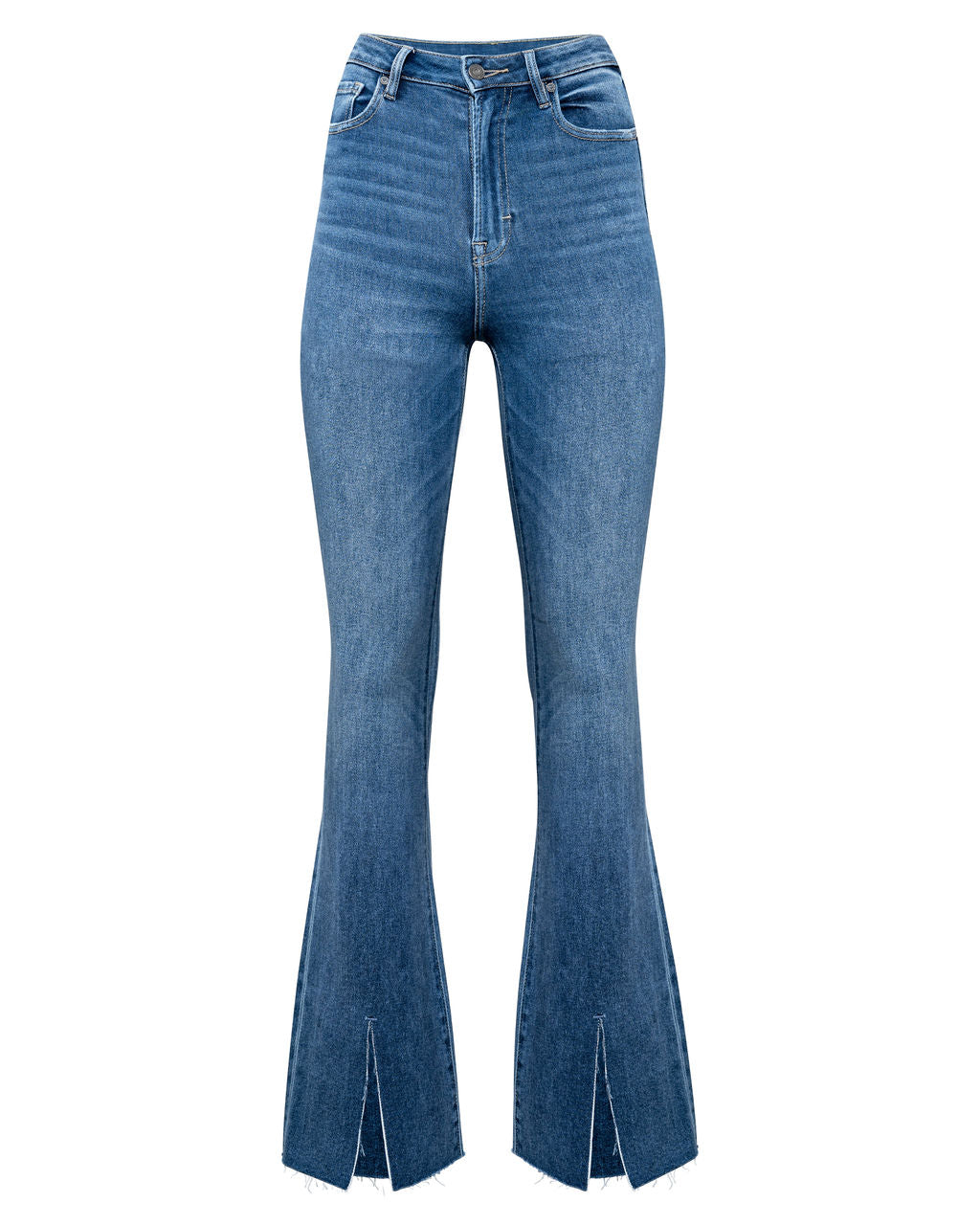 Joey High Rise Stretch Split Hem Flare Jeans