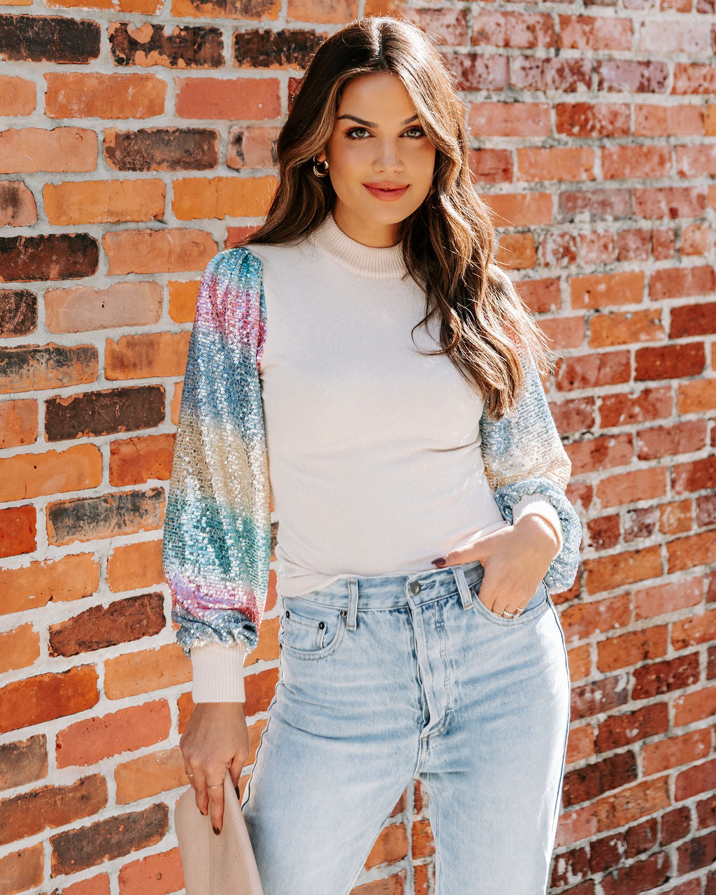 Joyful Sequin Knit Top Oshnow