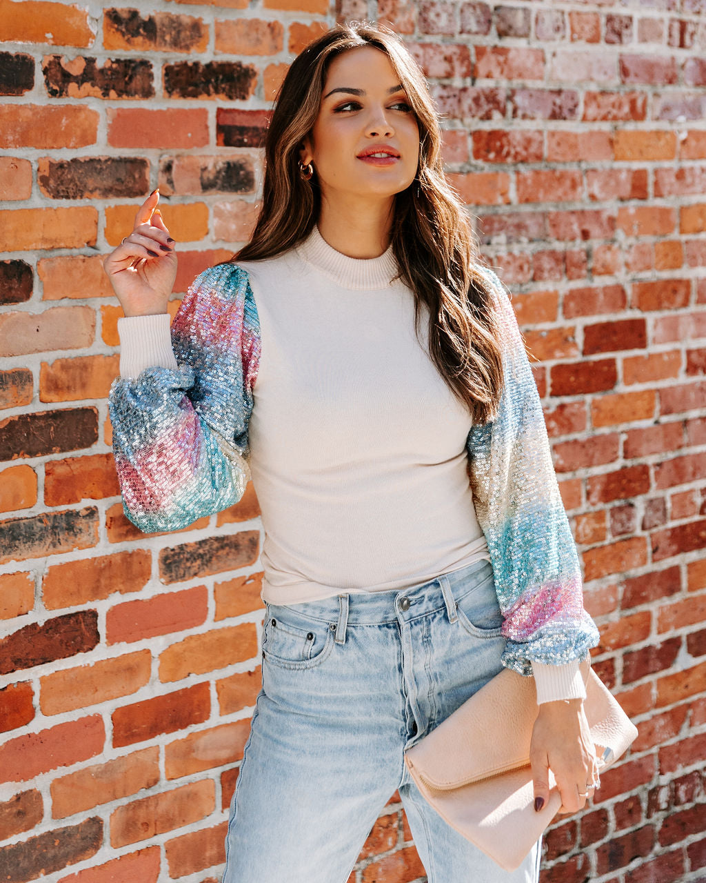 Joyful Sequin Knit Top Oshnow