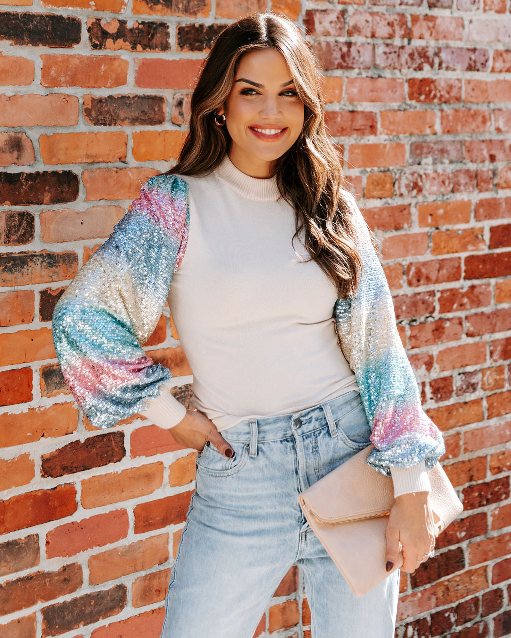 Joyful Sequin Knit Top Oshnow