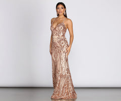 Julieanne Formal Sequin Scroll Dress Oshnow