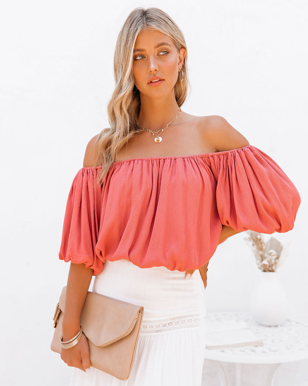 June Off The Shoulder Billowed Top - Rose Oshnow