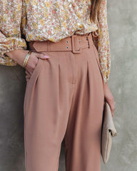 Just Business High Rise Belted Pants - Camel Oshnow