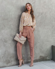 Just Business High Rise Belted Pants - Camel Oshnow