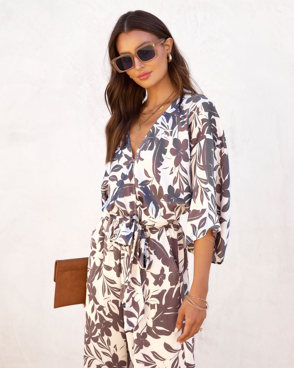 Kai Satin Printed Pocketed Jumpsuit Oshnow