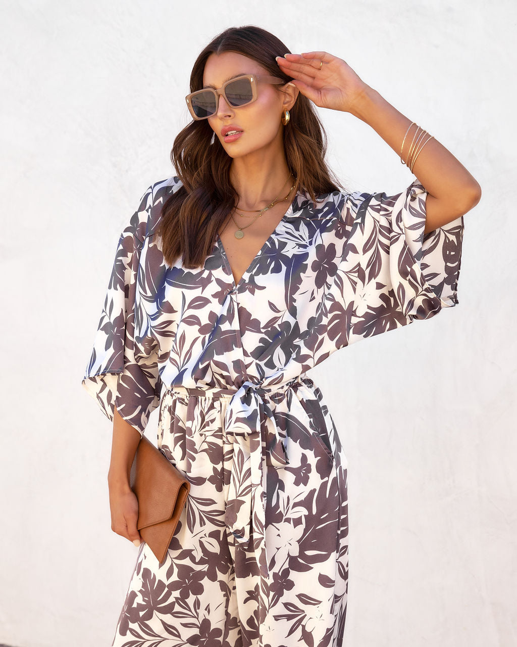 Kai Satin Printed Pocketed Jumpsuit Oshnow