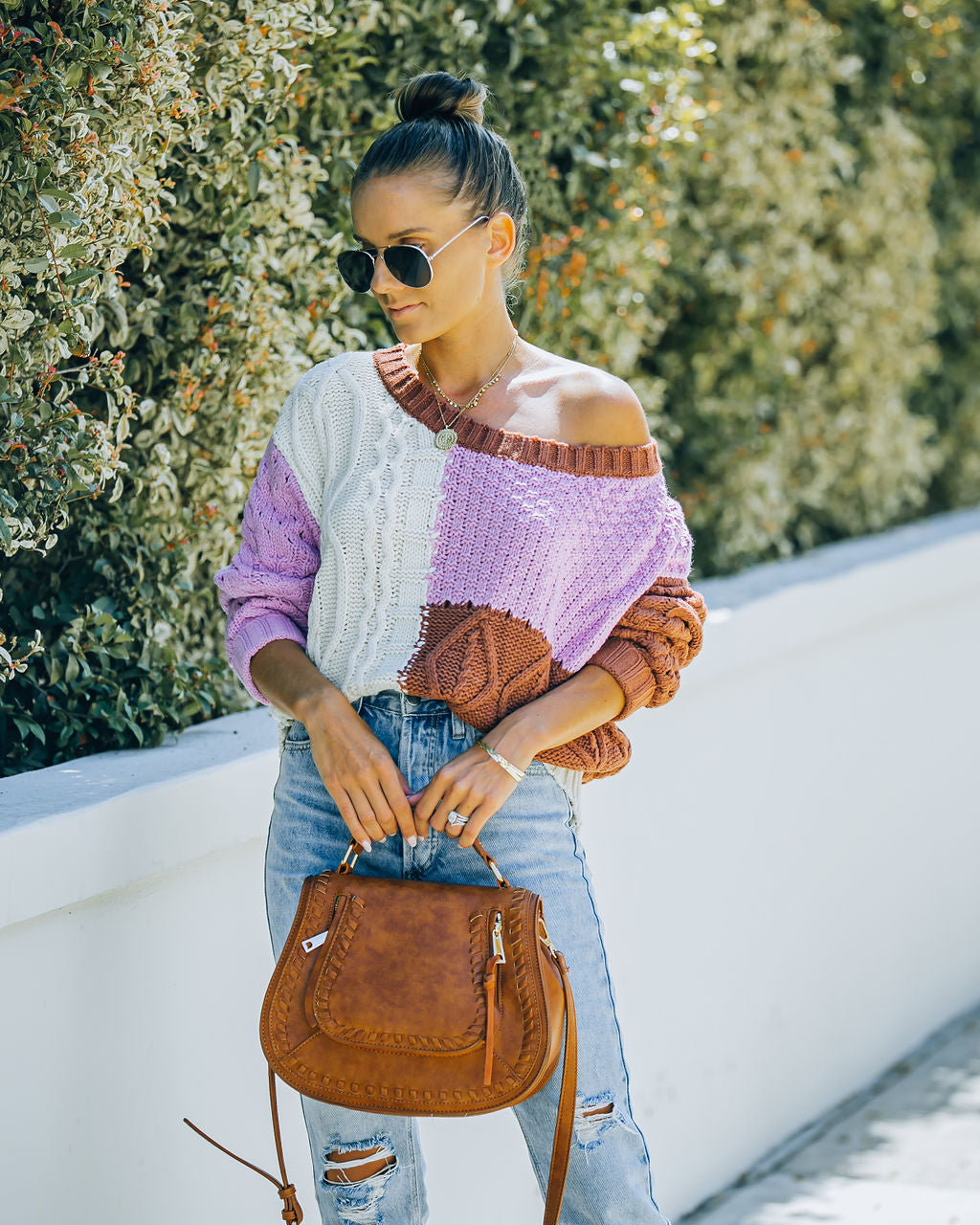 Kairo Colorblock Cable Knit Sweater - Chocolate Combo - FINAL SALE – Oshnow