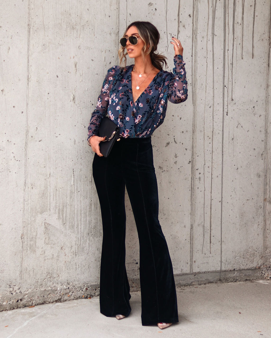 Kate Floral Burnout Velvet Bodysuit Oshnow