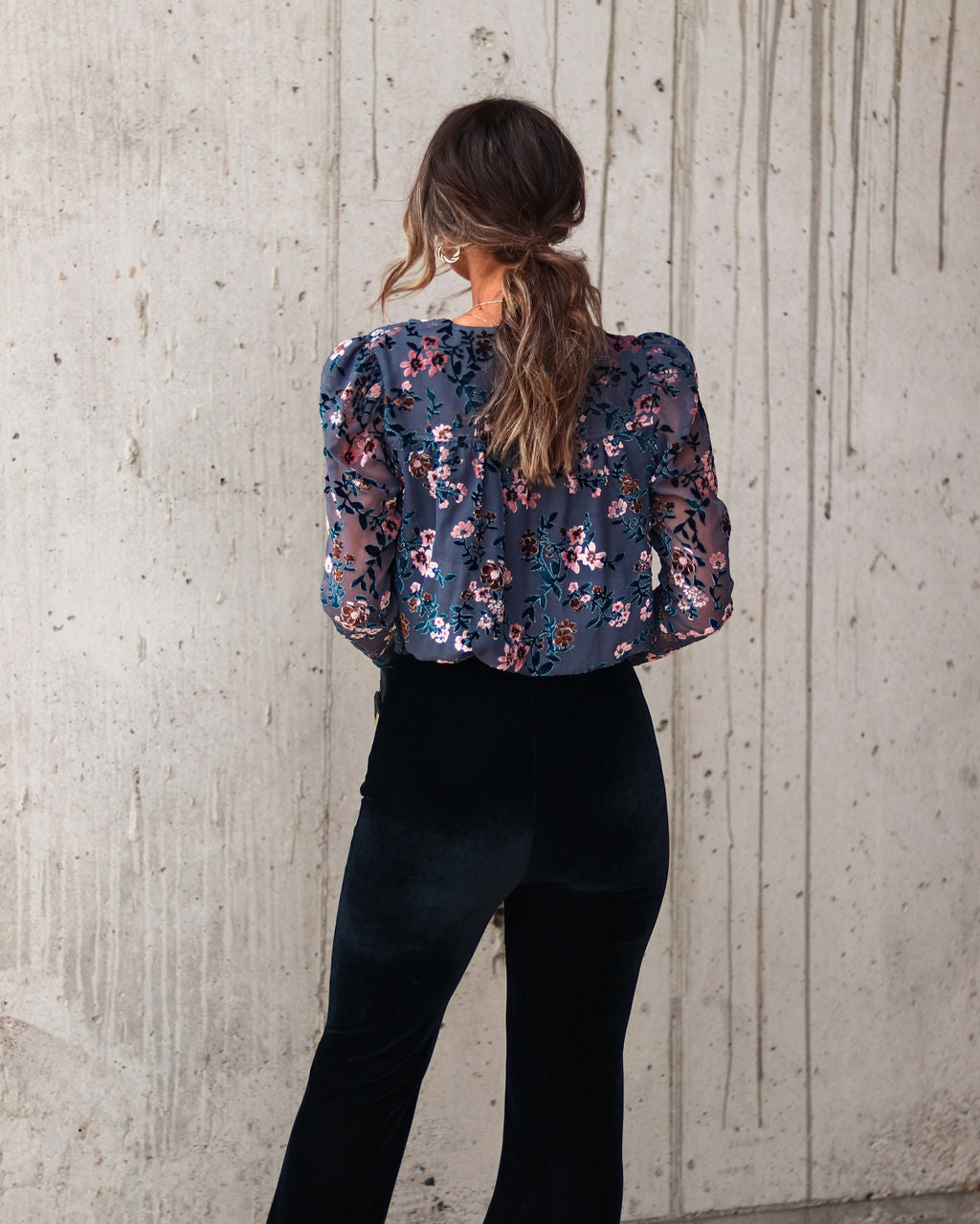 Kate Floral Burnout Velvet Bodysuit Oshnow