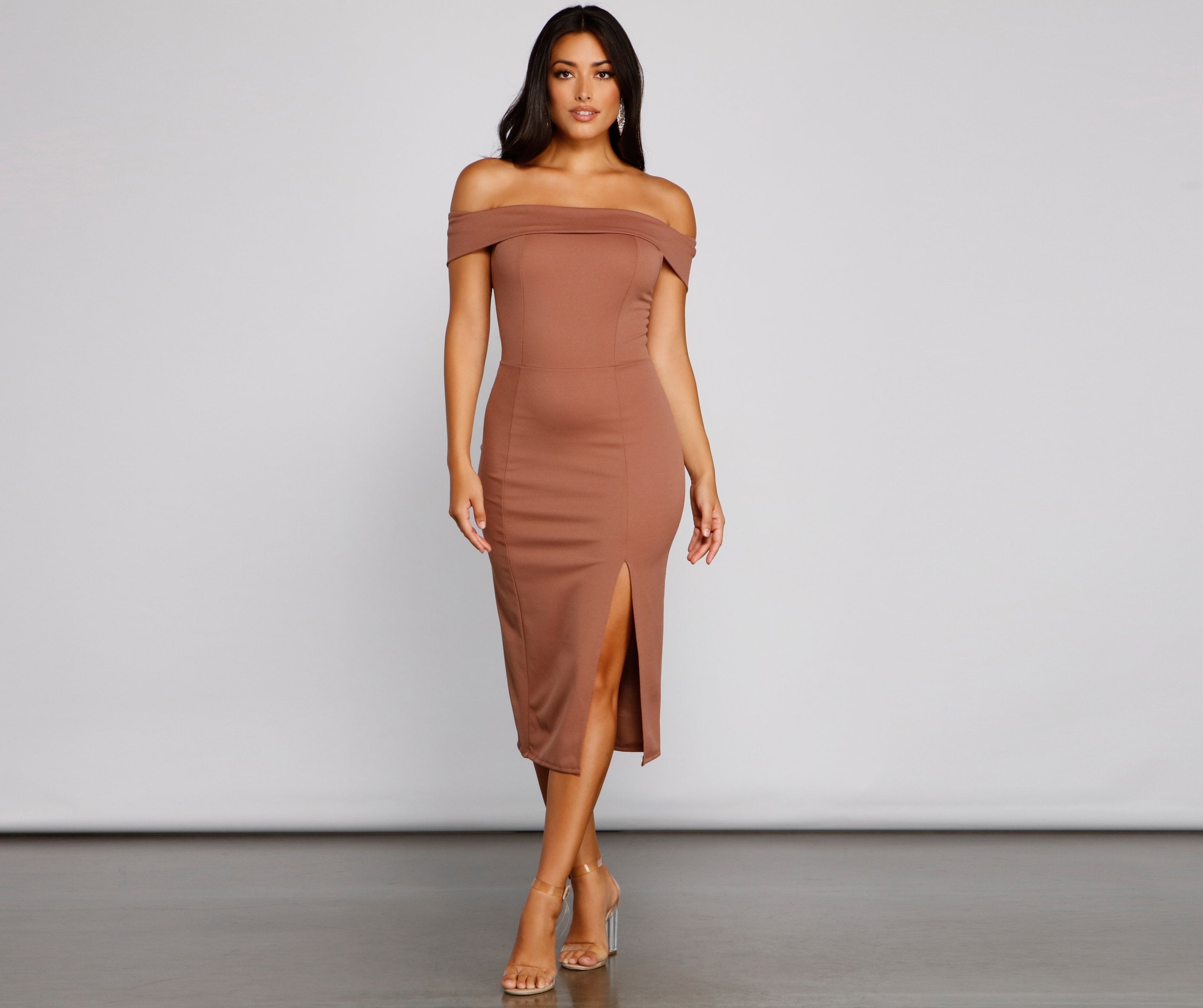 Kate Formal Crepe Midi Dress Oshnow