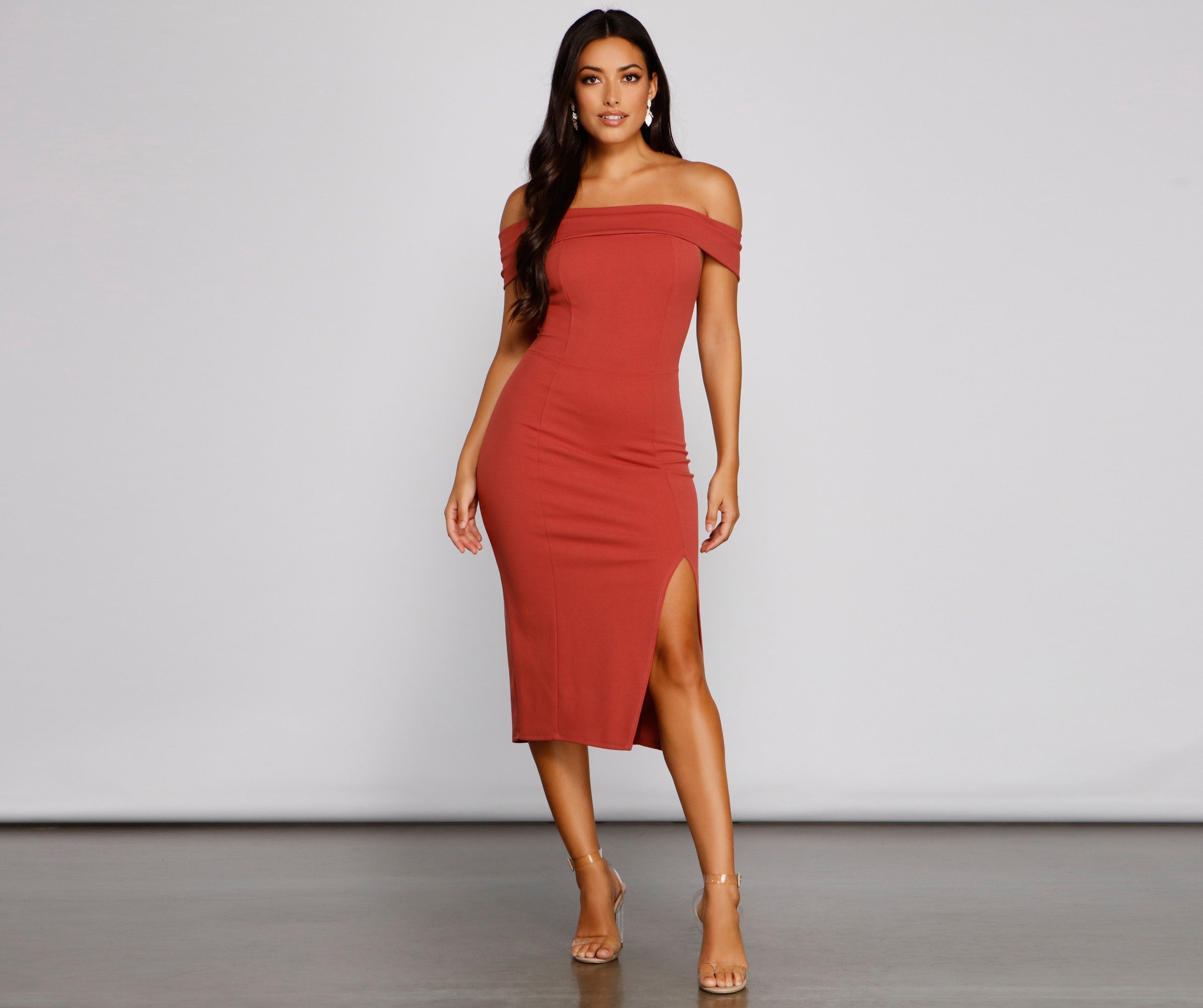 Kate Formal Crepe Midi Dress Oshnow