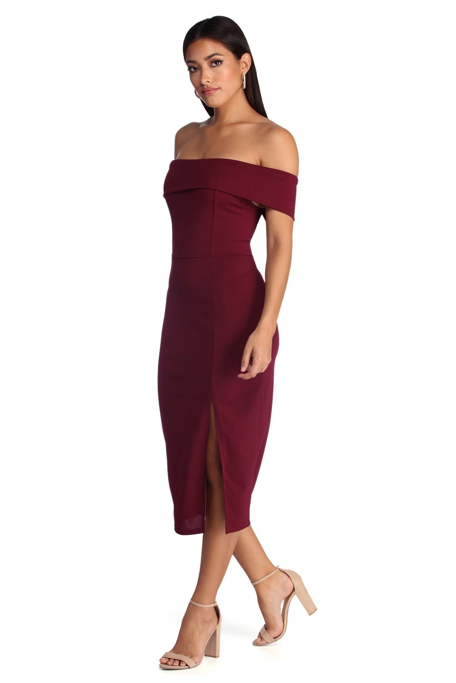 Kate Formal Crepe Midi Dress Oshnow