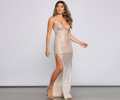 Katharina Formal High Slit Sequin Dress Oshnow