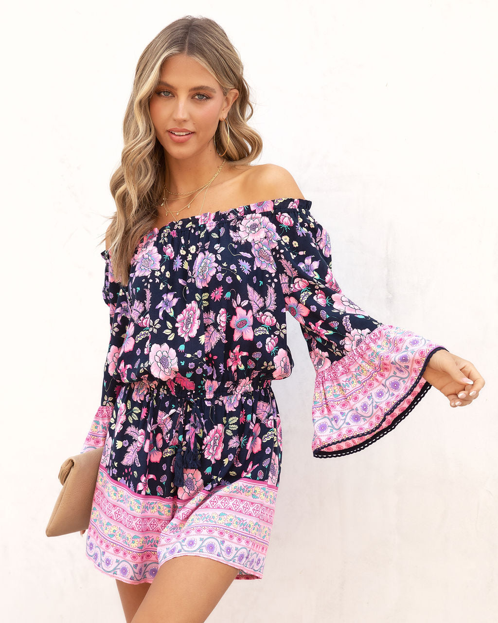 Kaycie Floral Off The Shoulder Romper 