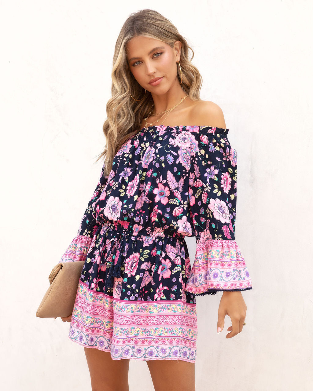 Kaycie Floral Off The Shoulder Romper Oshnow